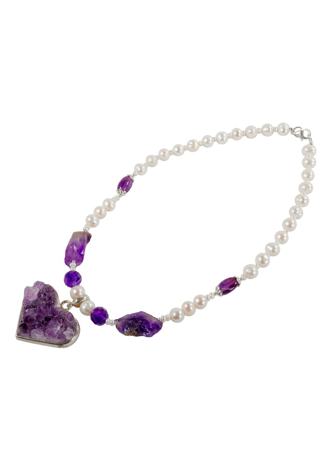 Ожерелье "Сердце Амура" Жемчуг, Аметист, серебро Fursa fashion (370299577)