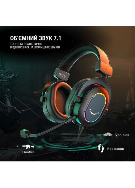 Гарнітура - накладні навушники H6 з підсвіткою різнокольоровою чорні Fifine (371767854)