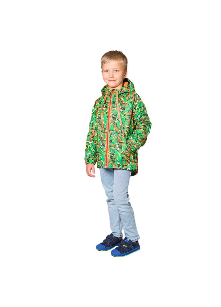 Зелена демісезонна куртка вітрівка на флісі для хлопчиків модний карапуз Trendy Tot 03-00693_000003175