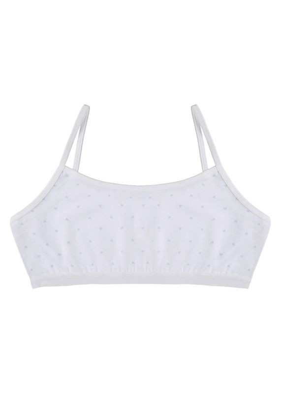 Белый подростковый топ на тонких бретельках для девочки с рисунком Donella хлопок