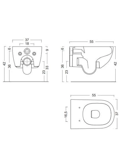 Подвесной унитаз PIN, белый/глянцевый, полукруглый NIC DESIGN (401624009)