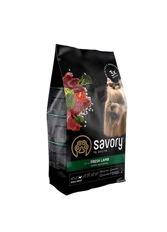 Сухой корм для собак малых пород со свежим мясом ягненка 3 кг (4820232630327) Savory (279572911)