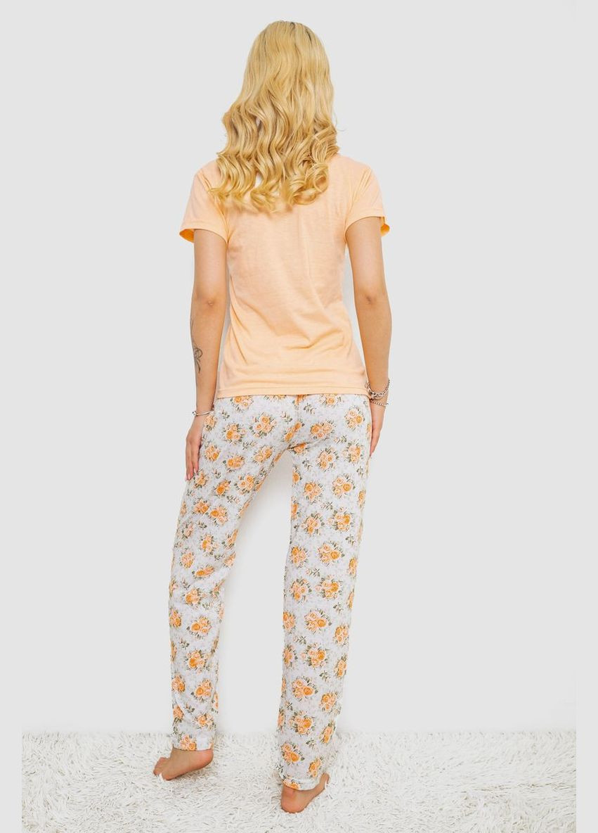 Персикова всесезон піжама жіноча з принтом, колір персиковий, Ager
