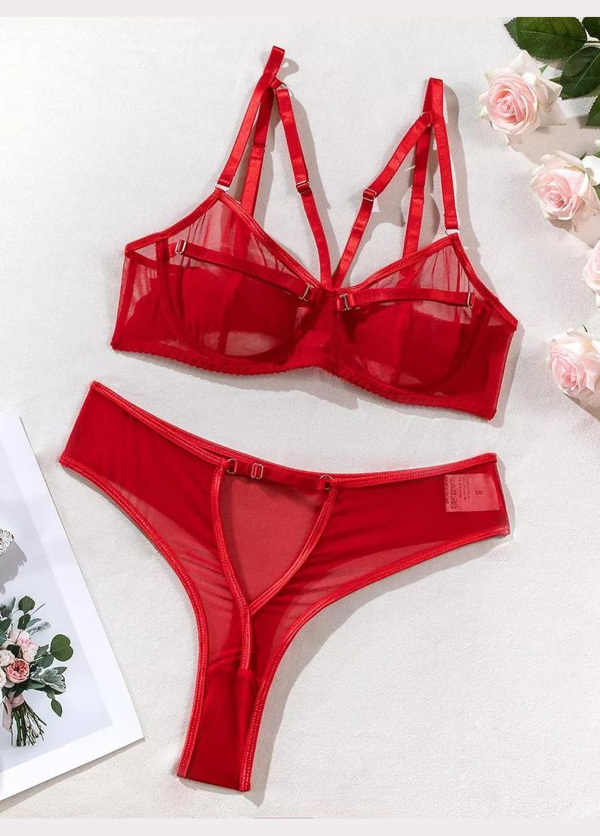 Красный демисезонный комплект женского нижнего белья bagira бюстгальтер трусики с регулируемым поясом черный No Brand Комплект нижньої білизни Bagira