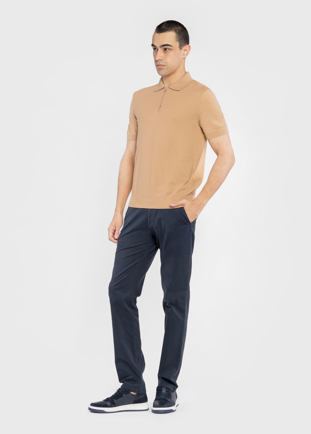 Бежевая футболка-поло мужское бежевое для мужчин Arber