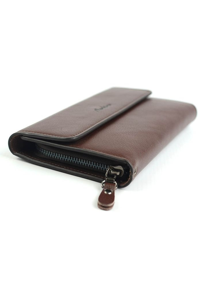 Коричневий чоловічий клатч гаманець на кнопці No Brand (305822010)