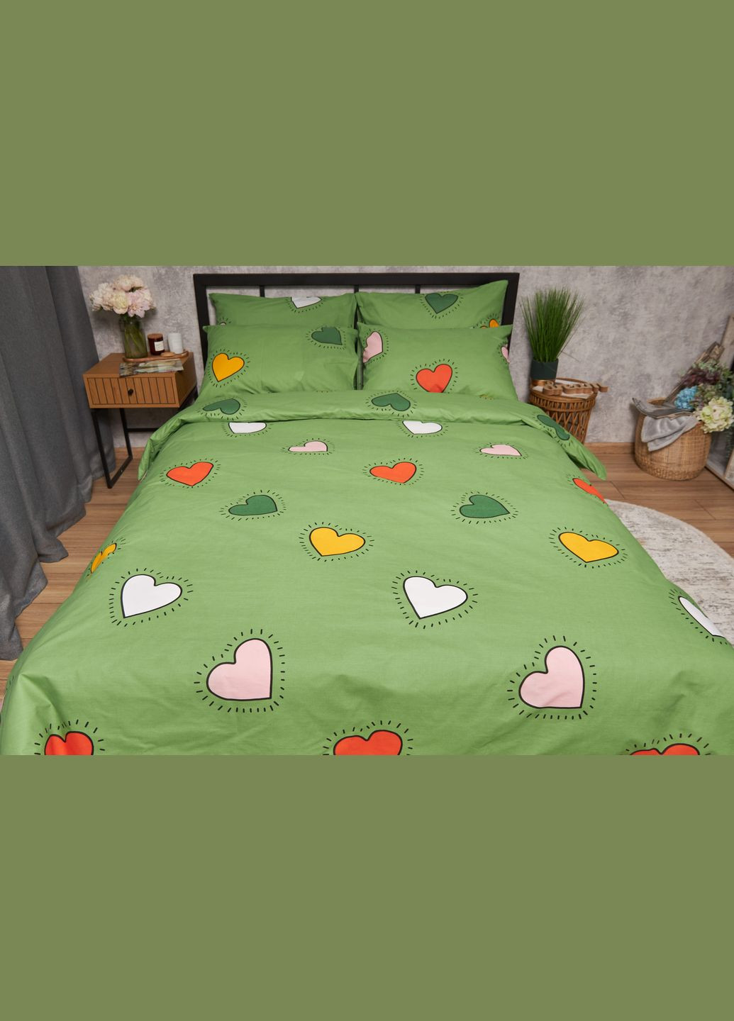 Комплект постільної білизни Бязь Gold Люкс «» полуторний євро 160х220 наволочки 2х40х60 (MS-820005375) Moon&Star Rainbow Hearts (296909835)