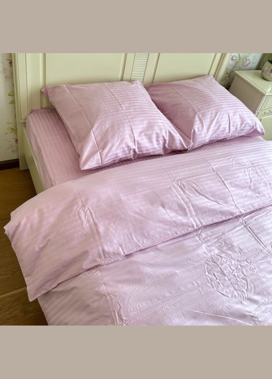 Комплект постельного белья двуспальный Страйп сатин Розовый 54666 Ananasko (316504565)