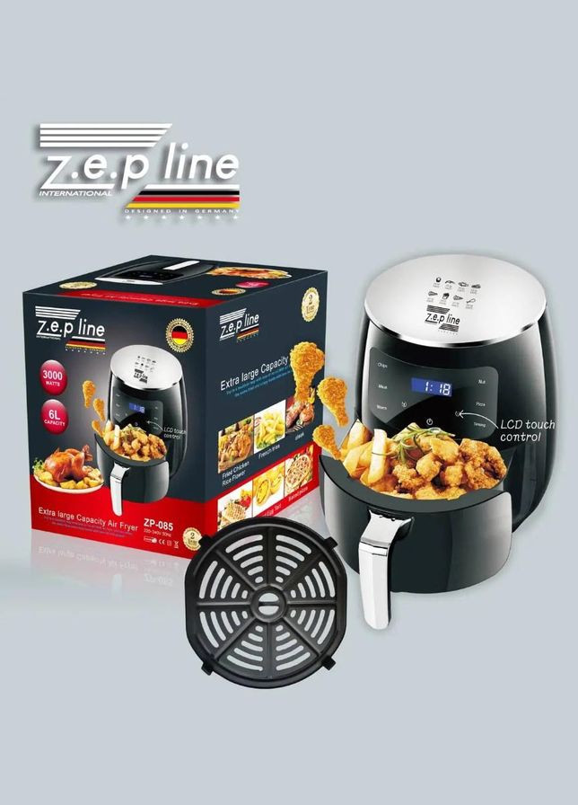 Аеро фритюрниця ZP-085 воздушная безмаслянная мультипечь гриль 3000 Вт 6л Серебристый Zepline (296925855)