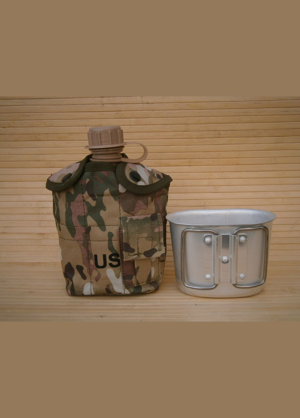 Фляга з кружкою US Вottle 1 л пластикова в чохлі Multicam No Brand (302391798)