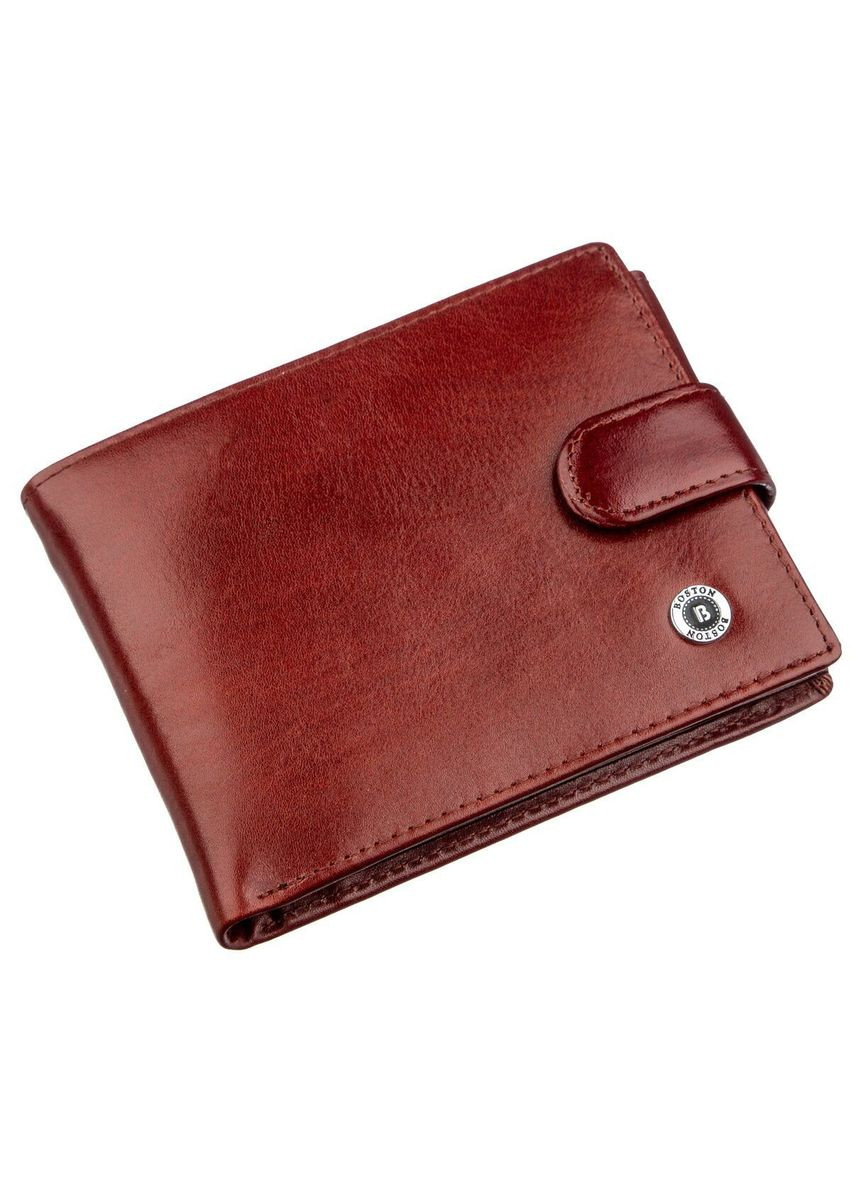 Кошелек мужской кожаный с монетницей на кнопке вместительный коричневый (sku_18807) No Brand (327819688)
