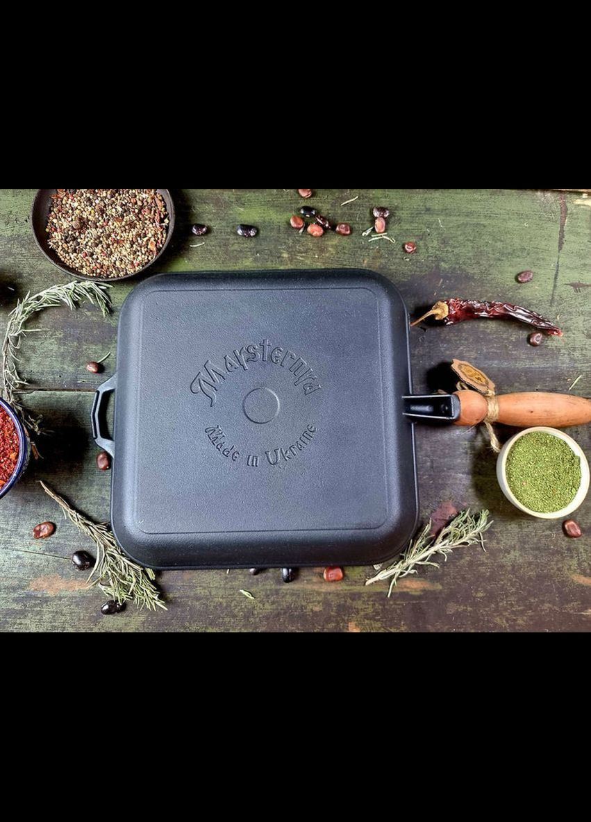 Чавунна сковорідка квадратна гриль 28 см (T307) Maysternya (308211321)