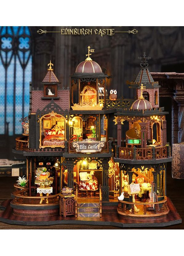 Румбокс Единбурзький замок Інтер'єрний конструктор Edinburgh Castle DIY Miniature House Roombox ES-018 + купол No Brand (362453193)