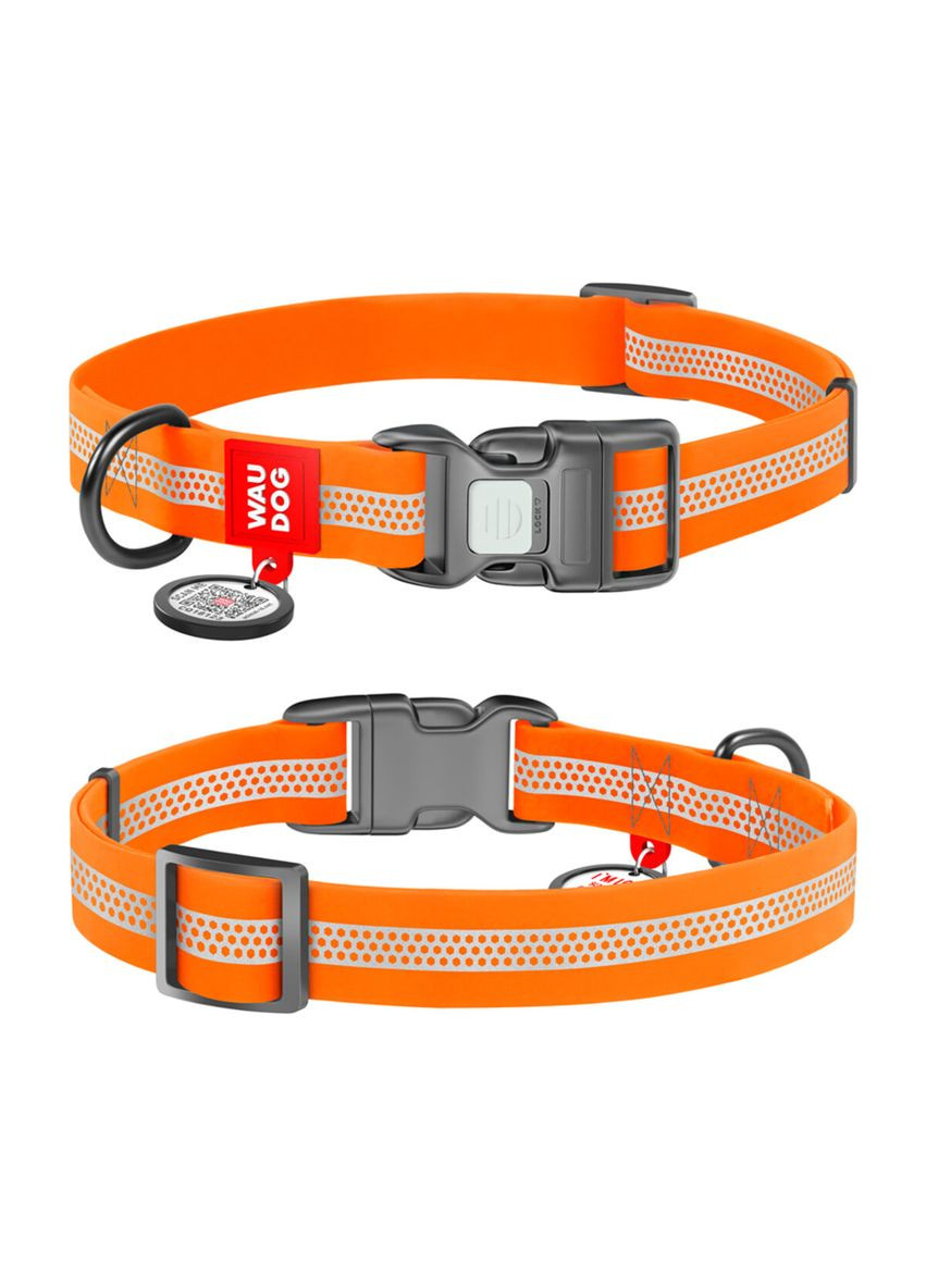 Ошейник для собак водостойкий Waterproof, S, Ш 15 мм, Д 25-35 см, оранжевый WAUDOG (322642597)