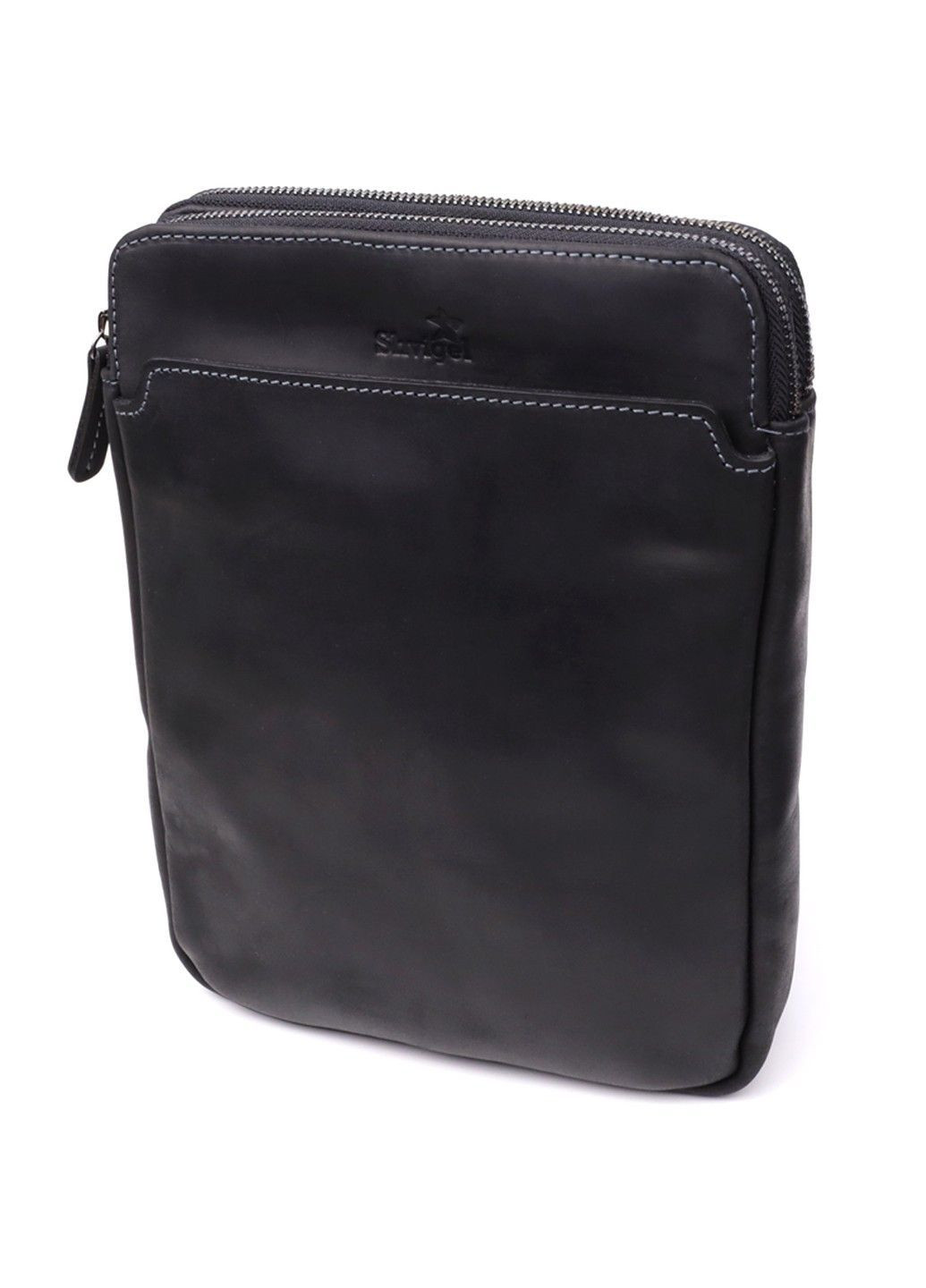 Практична чоловіча сумка через плече з вінтажної натуральної шкіри 20870_1 Чорний Shvigel (362971699)