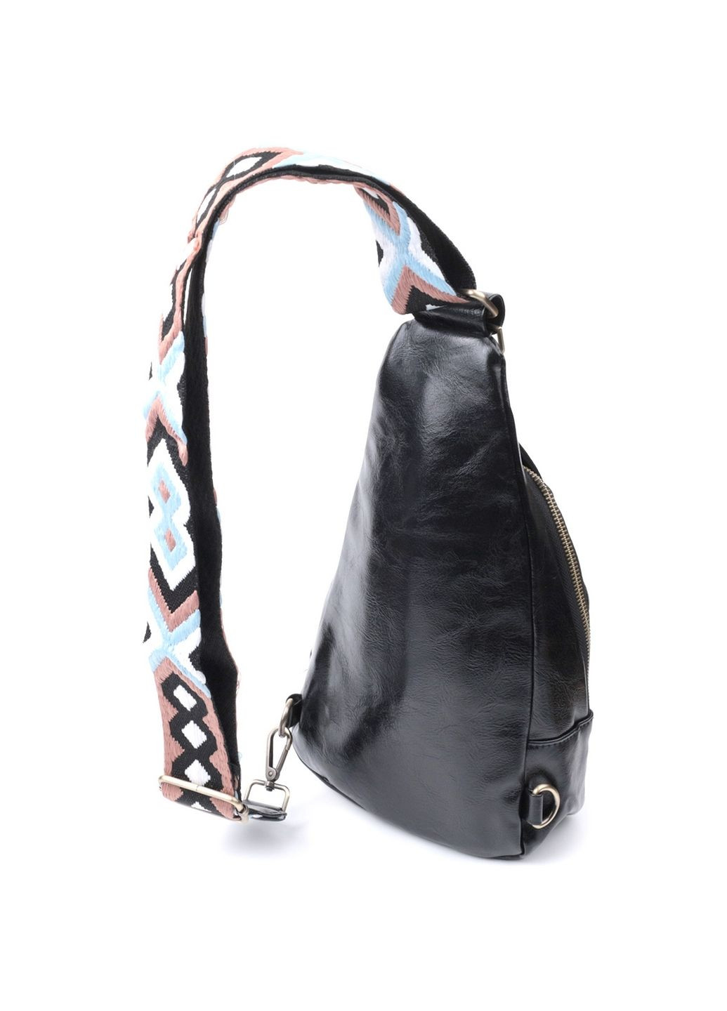 Практична жіноча сумка з екошкіри з акцентом на текстильну лямку 18х33х10 см Vintage (315871234)