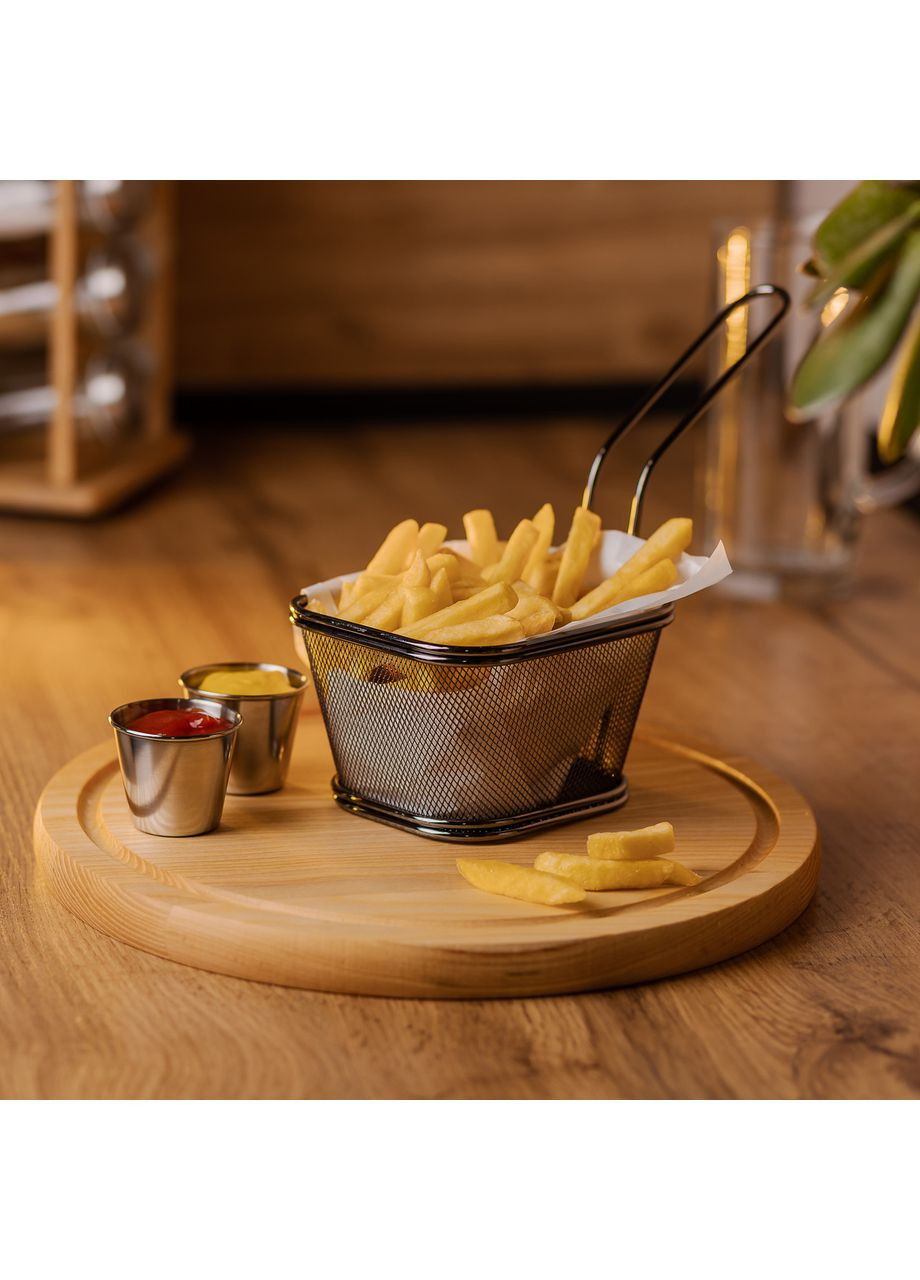 Корзина сервировочная для фри и снеков 13х11х7 см с гальваническим покрытием Черная Zhongjing (360455413)