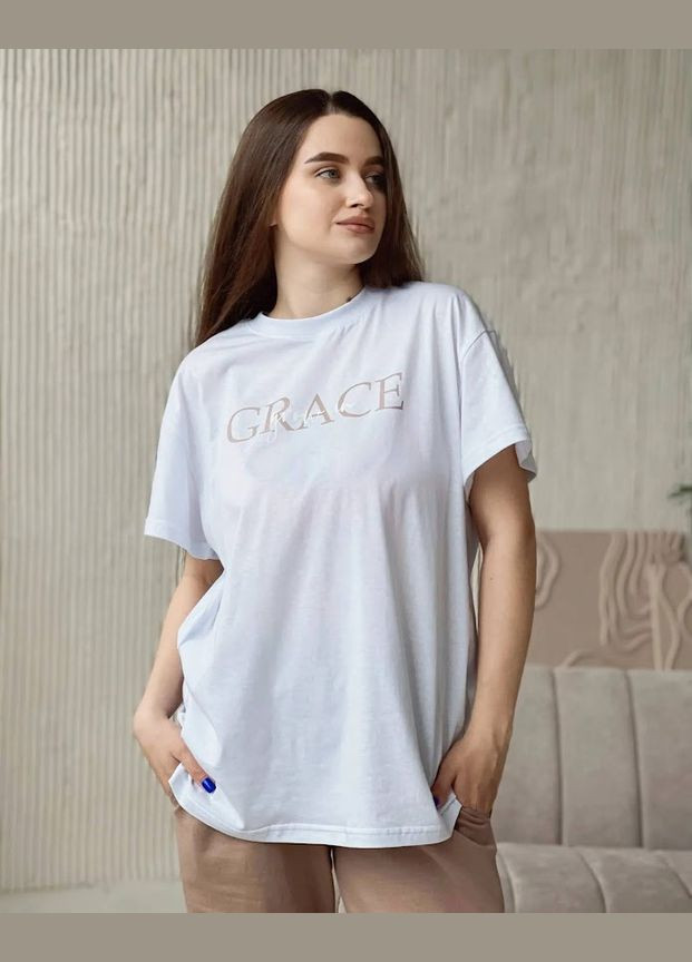 Белая летняя футболка женская hc (h001-8384-001-33) No Brand