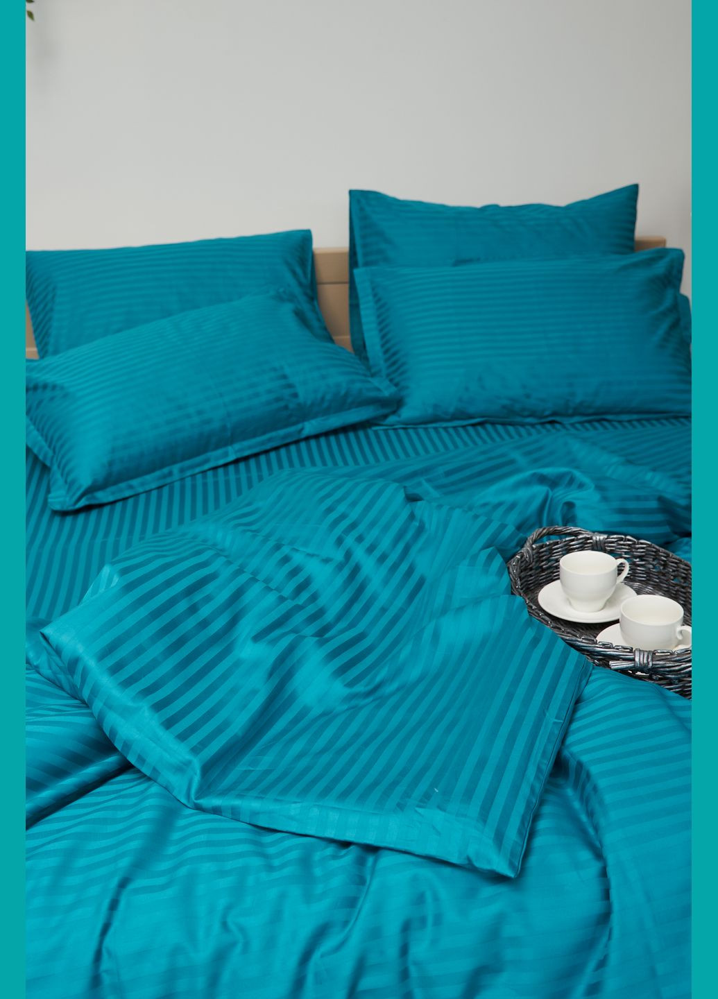 Комплект постельного белья полуторный 143х210 наволочки 4х50х70 Satin Stripe (MS-820000648) Moon&Star turkish blue (284416225)