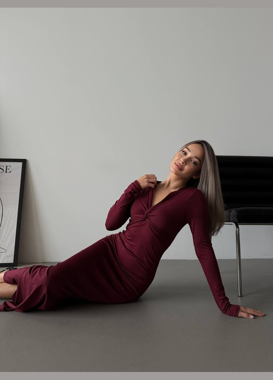 Бордовое коктейльное, деловое, повседневный, кэжуал, вечернее женское платье силуэтная No Brand