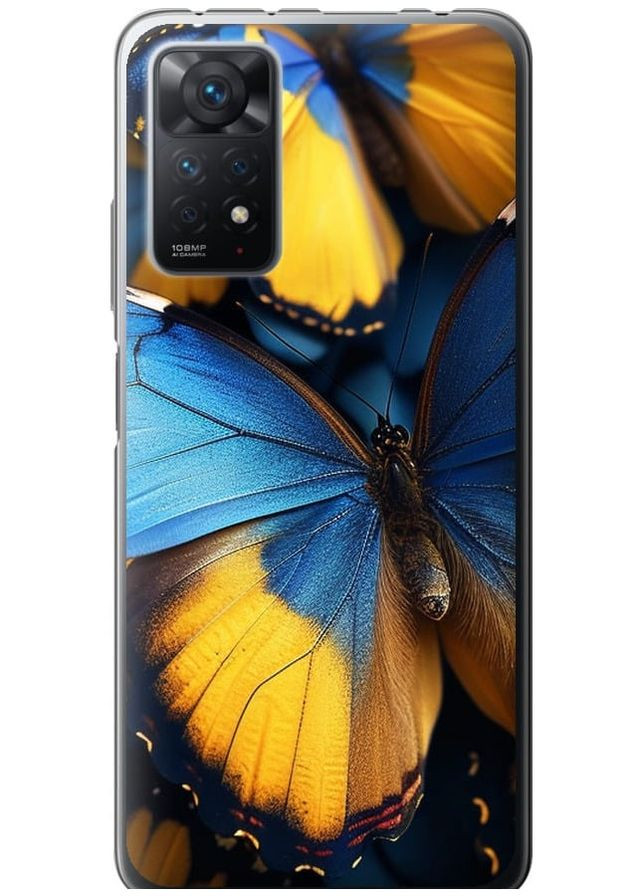 Силиконовый чехол 'Желто-голубые бабочки' для Endorphone xiaomi redmi note 11 pro (285705441)