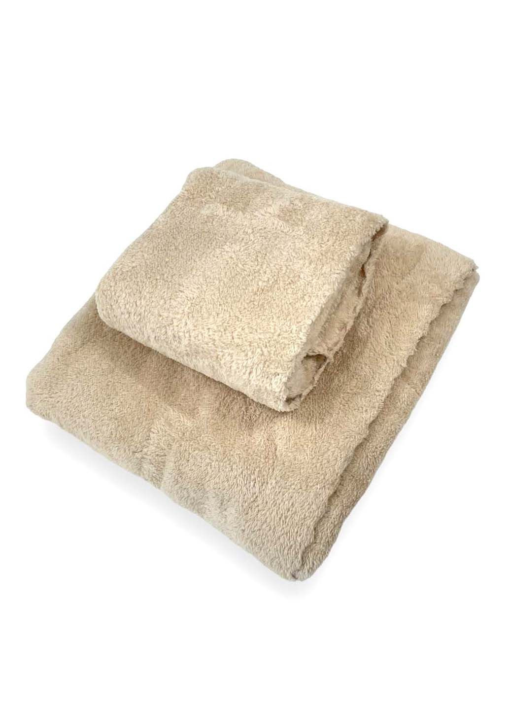 Комплект однотонных полотенец 2 шт., микрофибра Homedec однотонный бежевый