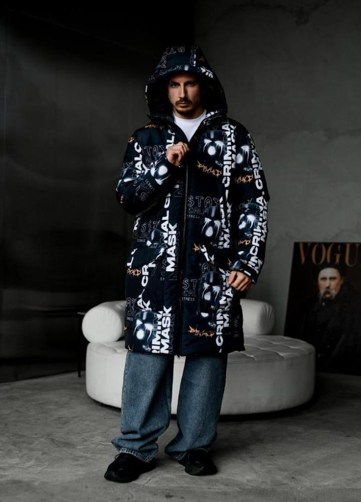 Комбінована зимня куртка зимова з капюшоном чоловіча зимова стильна No Brand