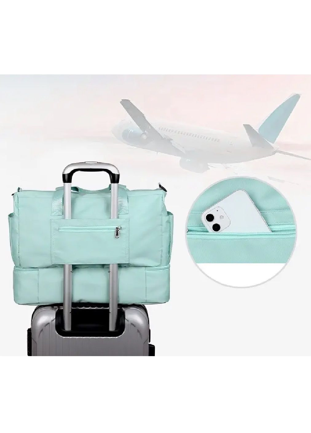 Дорожная спортивная сумка ручная кладь для фитнеса путешествий с отделом под обувь 46х34х20 см (480141-Prob) Фисташковая Unbranded (329950711)