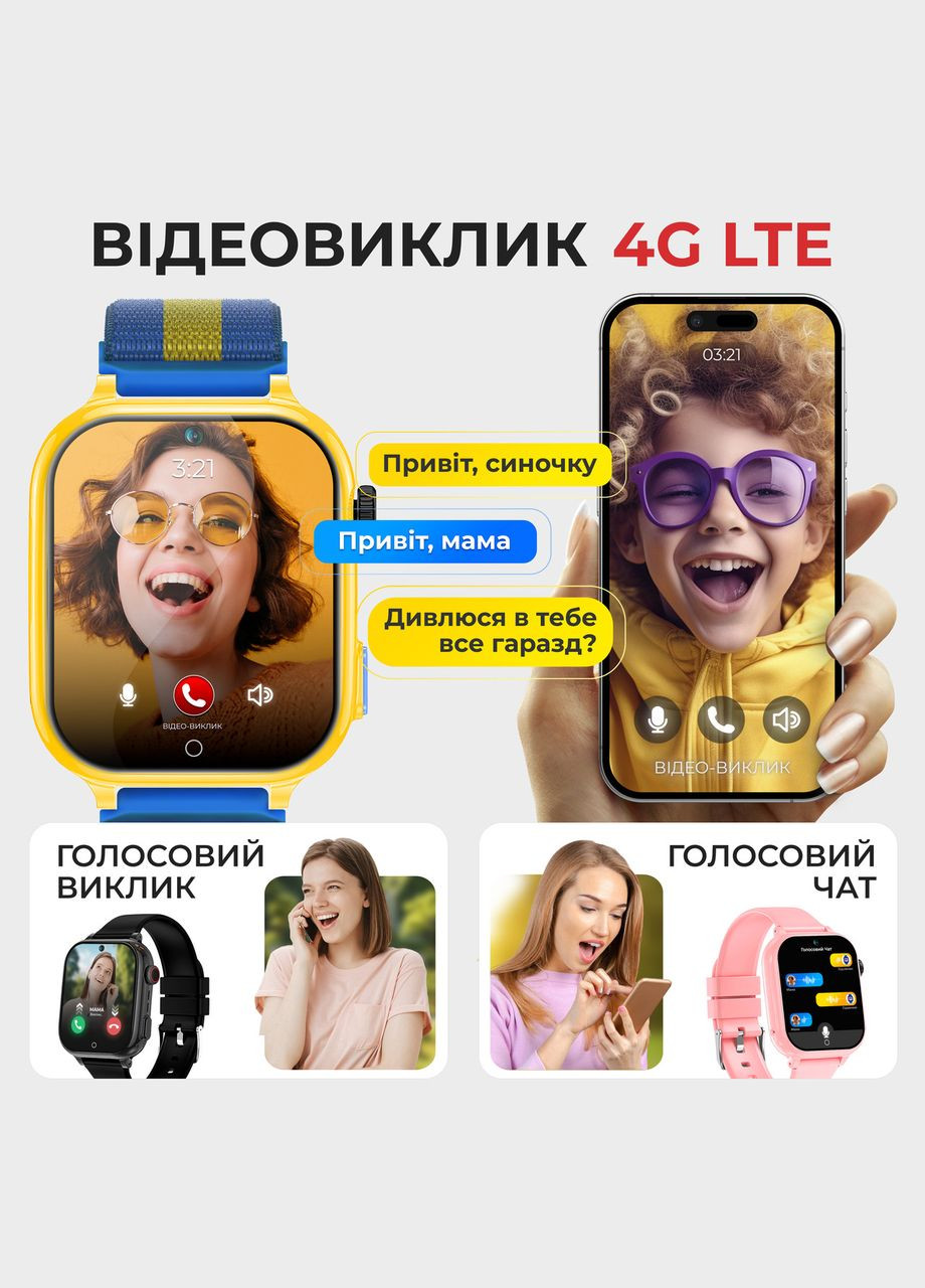 Дитячий смарт-годинник G100 4G Love Ukraine зі змінним корпусом і ремінцем у комплекті JETIX (330642129)