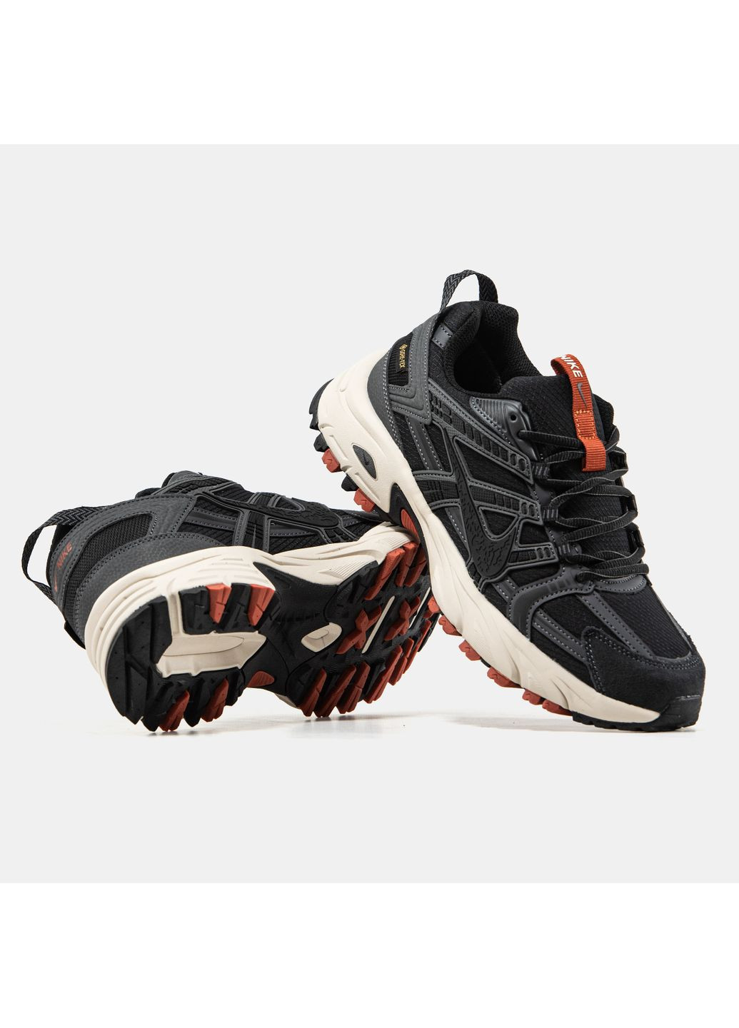 Черные демисезонные кроссовки мужские nike v2k black orange gore-tex termo | найк в2к рантекк термо черные No Brand