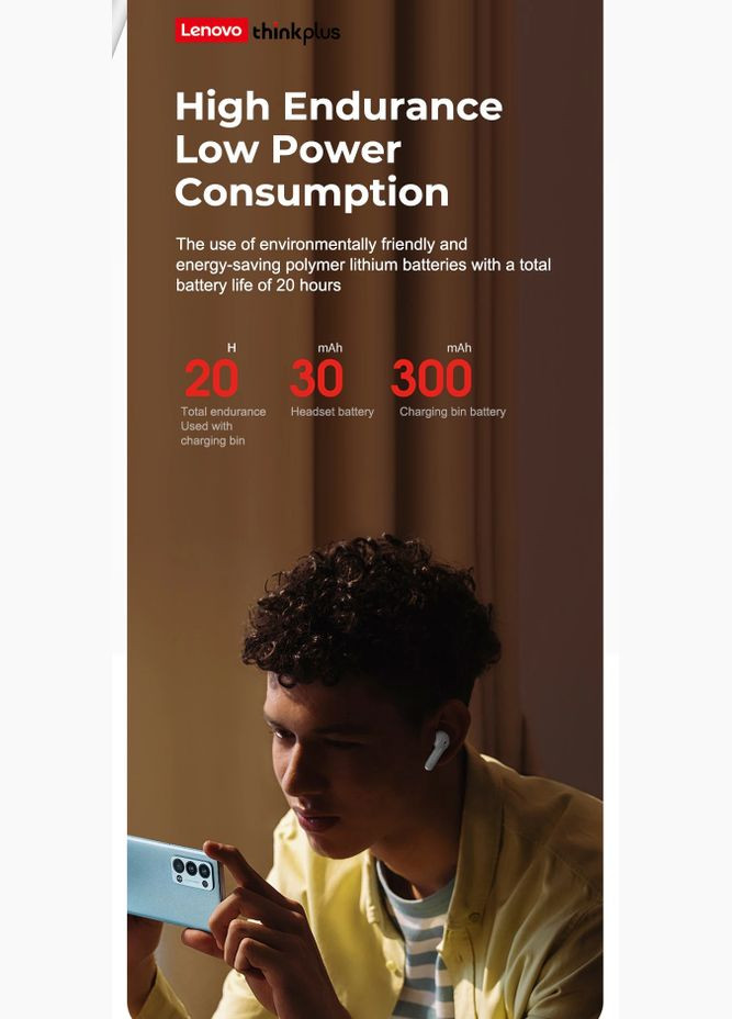 Бездротові навушники ThinkPlus X16 TWS Black Lenovo (300523856)