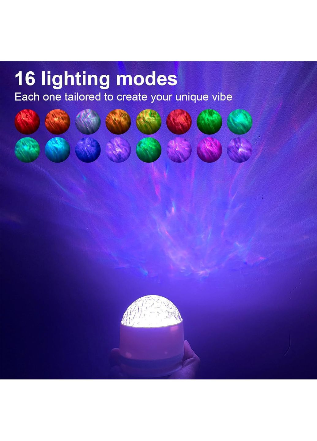 Нічник-проектор океанських хвиль з пультом білий Amazon (344587145)