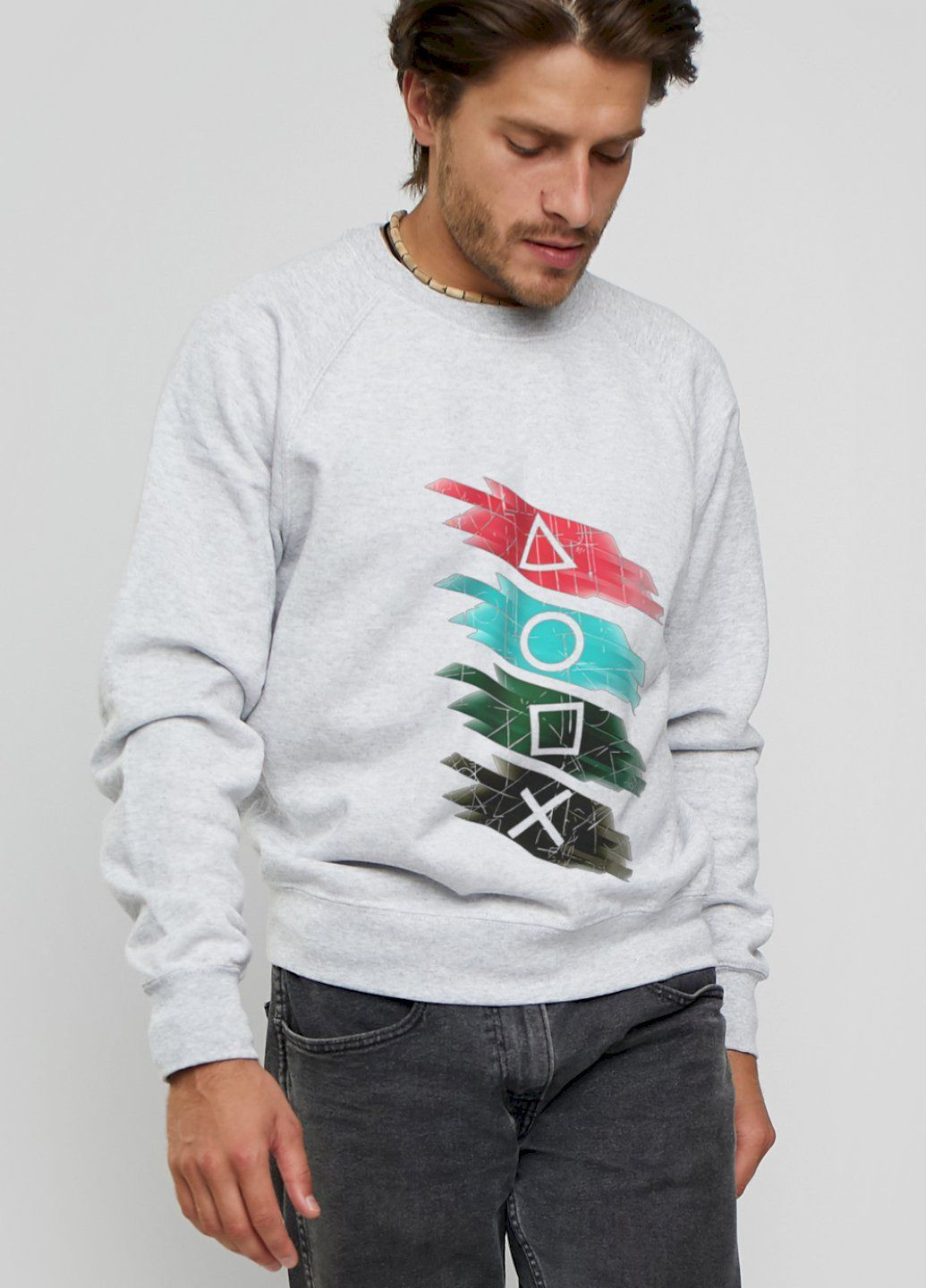 Серый свитшот мужской серый "game control" YAPPI рисунок (303772782)
