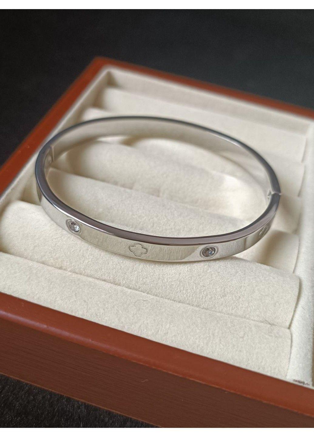 Браслет жіночий із медичної сталі сріблястий з клевером No Brand (368713805)