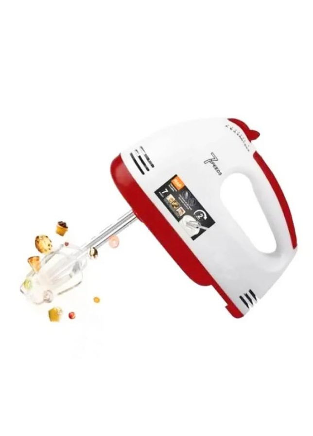 Ручной миксер R.6633R с насадками для замешивания крутого теста 260 Вт Красный Domotec (306447795)