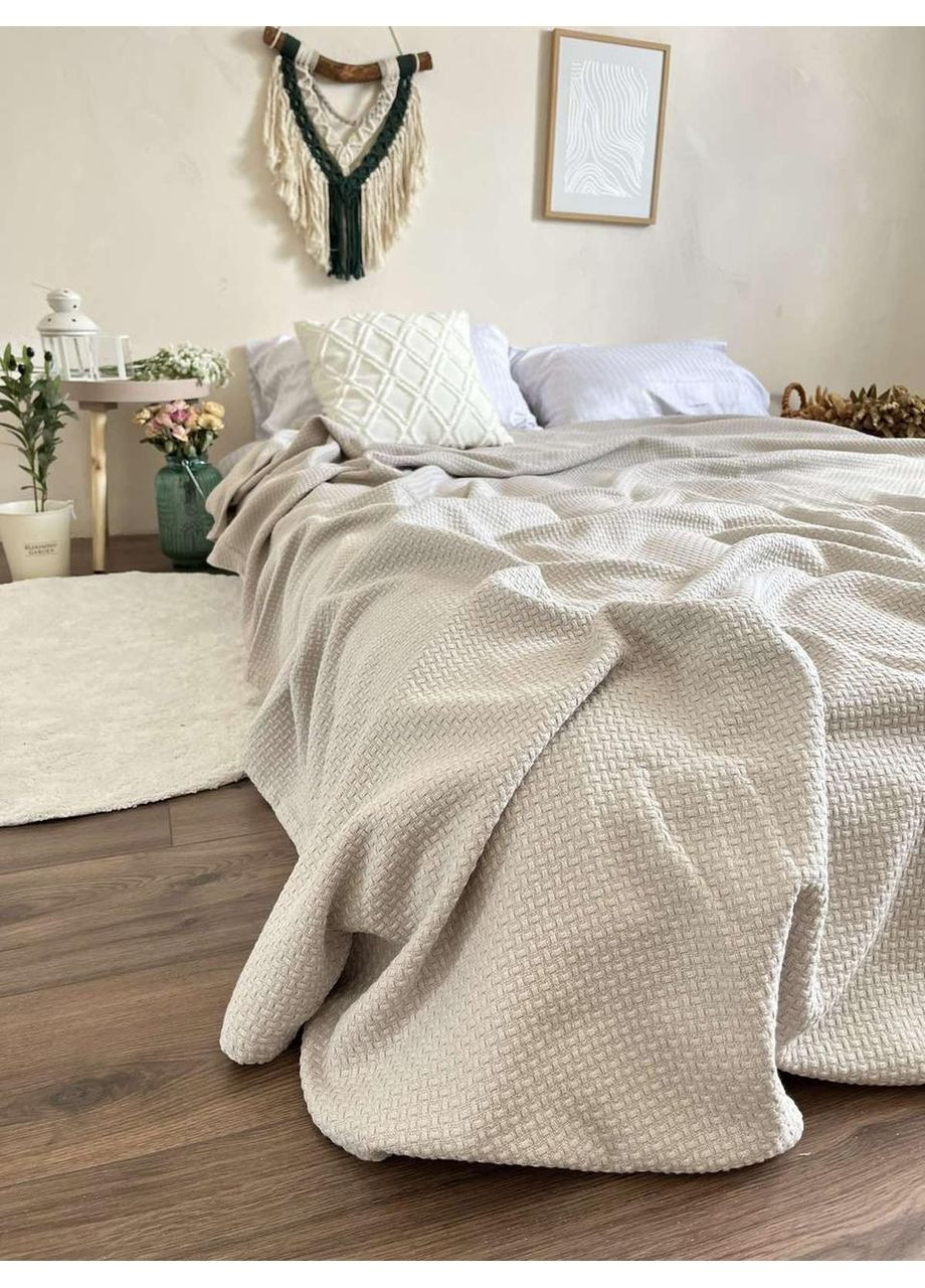 Покривало Wheat бавовняне сіро-бежевого кольору ZEINTEX (315347222)