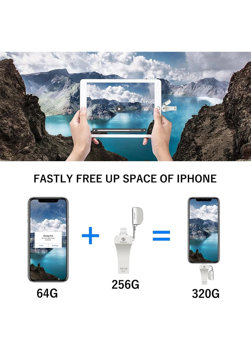 Внешний накопитель PL ZMPWLQ 256GB для iPhone/iPad/PC No Brand (301349300)