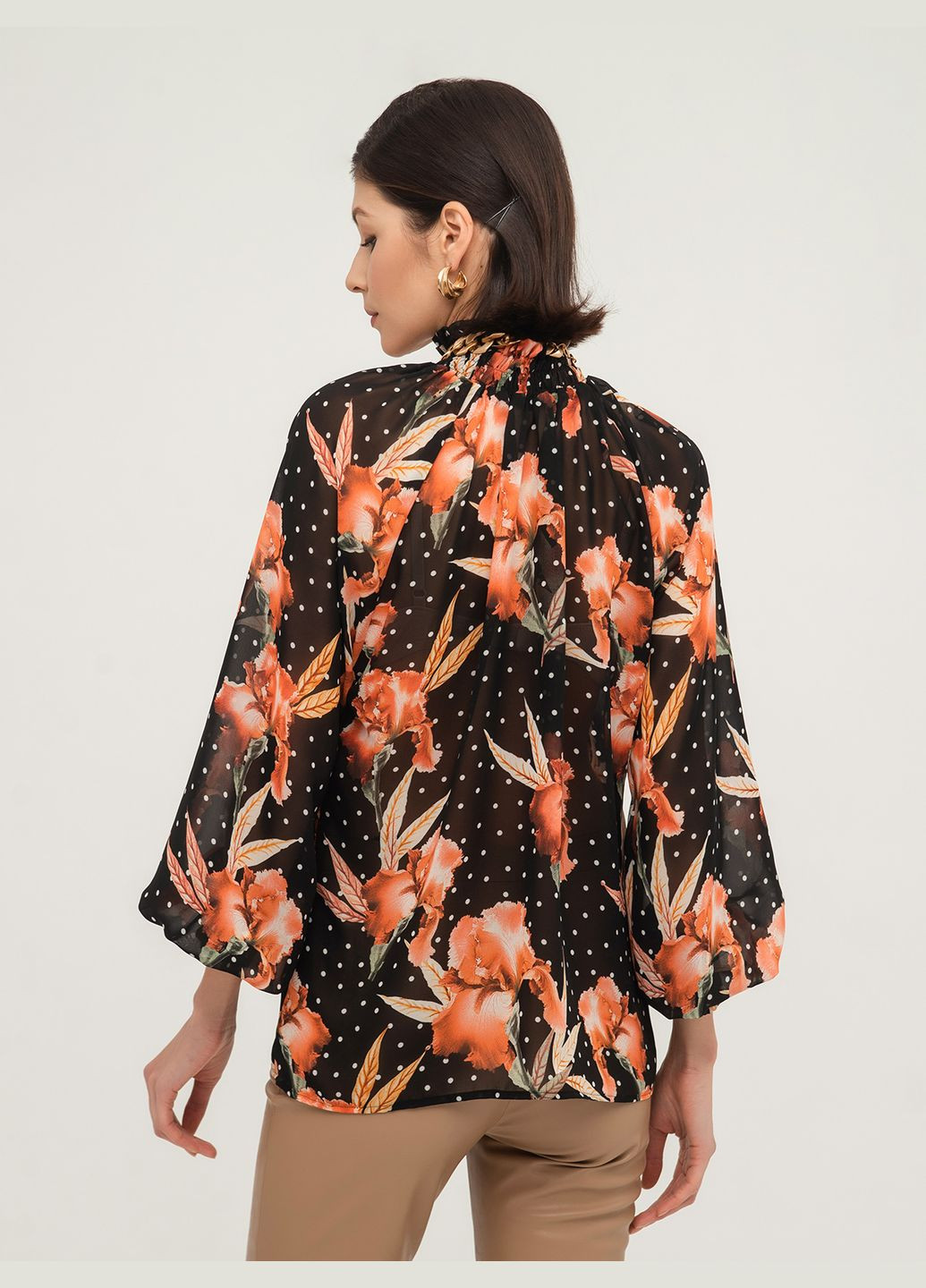 Комбинированная шифоновая блуза в цветочный принт - ua42 / eu36 Iren Klairie