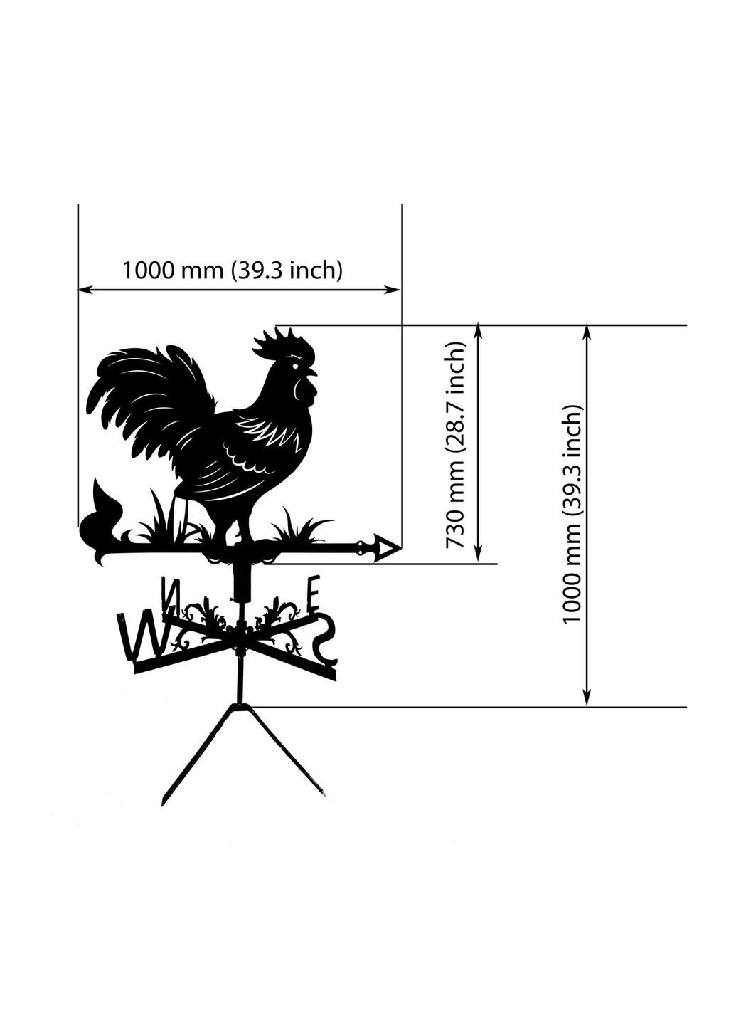Флюгер на дом Петух, Петушок, Когут, флюгер на крышу из металла 3 мм. No Brand (368896591)