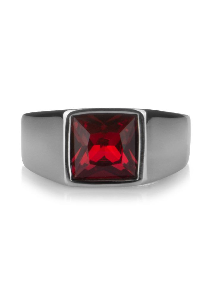 Стальная печатка мужская с красным фианитом R-Z9338-12 (Размер: 21.5 мм (12 США)) WellDone (333698699)