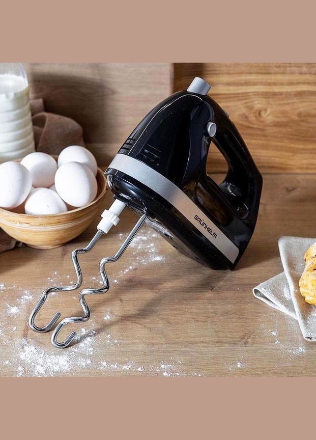 Ручной миксер GRM661 кухонный миксер с насадками для замешивания теста 5 скоростей 400 Вт Черный Grunhelm (297330823)