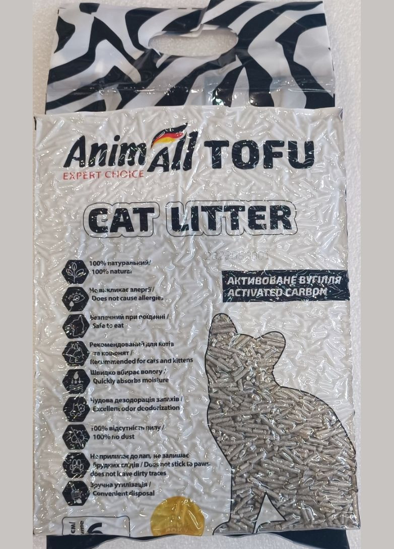 Соєвий наповнювач ТОФУ з активованим вугіллям 6 л/2,6 кг Енімал AnimAll (290708162)