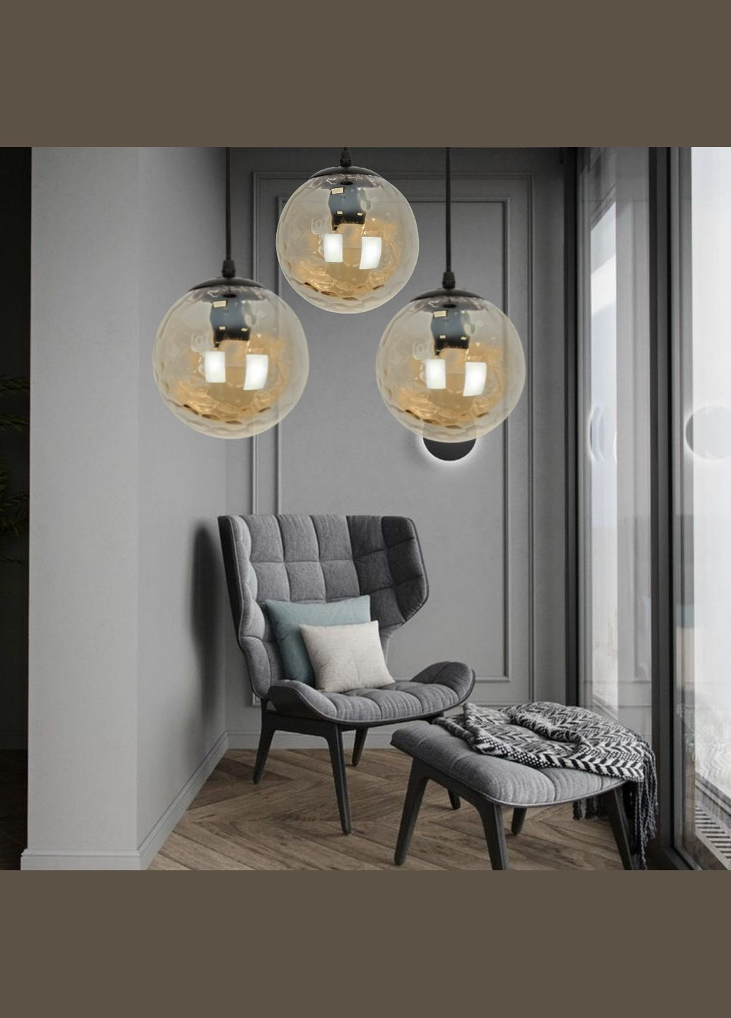 Кавовий скляний КУЛЯ підвіс (916-31F-1 BR) No Brand (370071123)