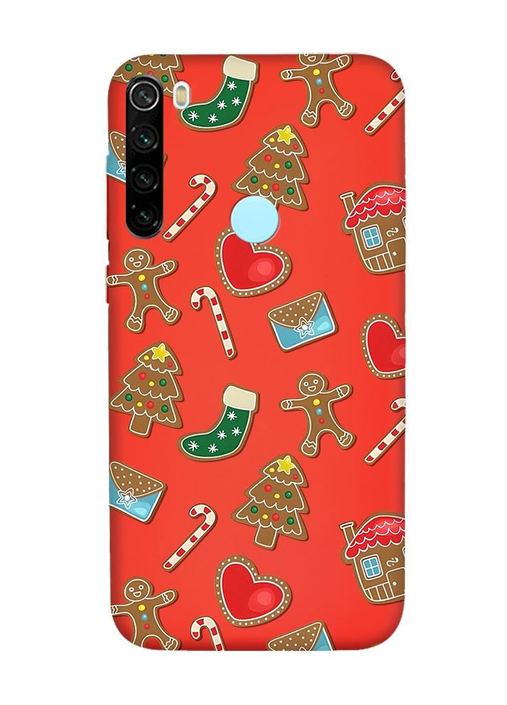 Матовый чехол на Xiaomi Redmi Note 8T:: Рождественский фон (новогодний принт 181) Creative (362963627)