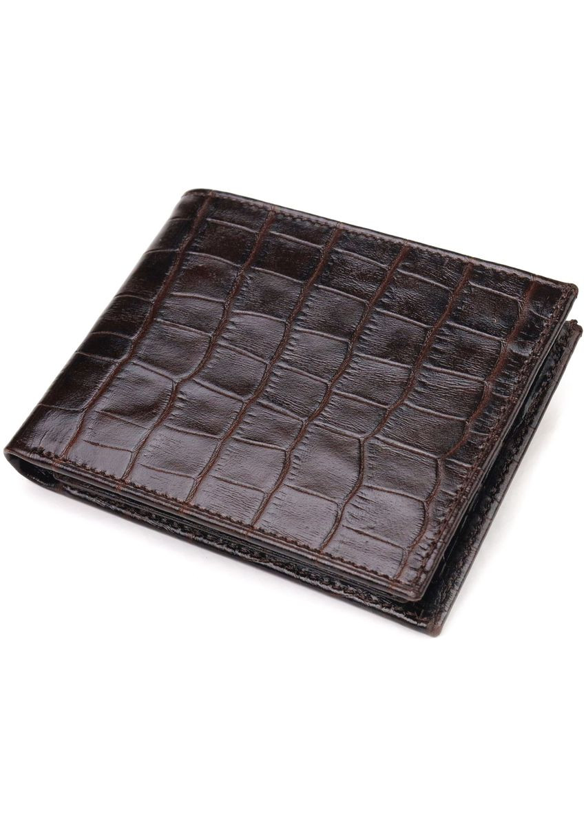 Небольшой мужской портмоне из натуральной фактурной кожи 21522 Коричневый Canpellini (331911126)