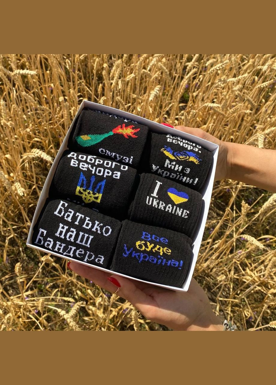 Комбинированные бокс мужских патриотических носков на 6 пар 40-45 г в подарочной коробке с лентой весна-осень-лето Vakko (307053832)