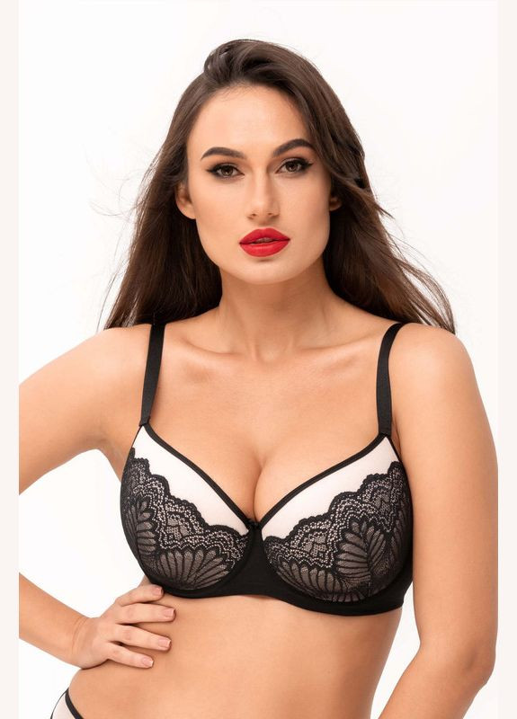 Чорний бюстгальтер балконет на кісточках Kalyna з кісточками