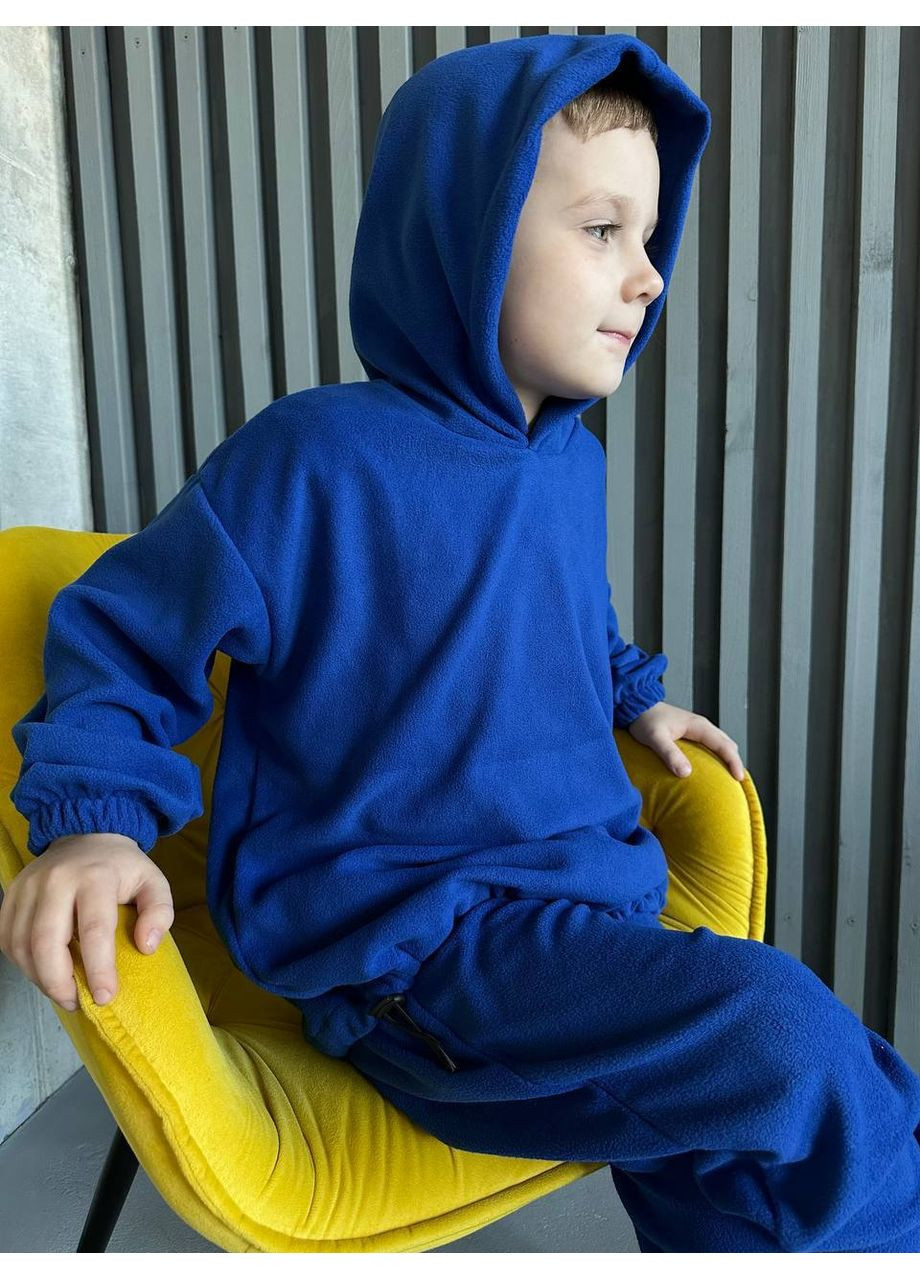 Синий демисезонный костюм базовый детский унисекс,двусторонний флис,не кшлатиться,не линяет,кофта с капюшоном и брюки Україна