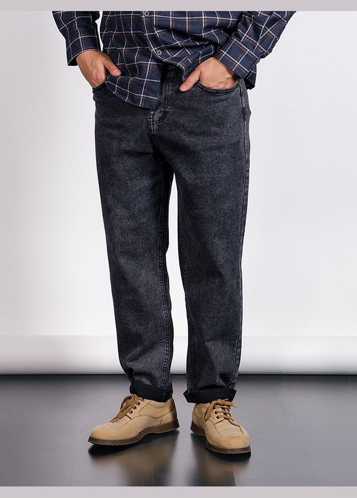 Темно-серые демисезонные мужские джинсы мом цвет темно-серый цб-00233730 Atwolves