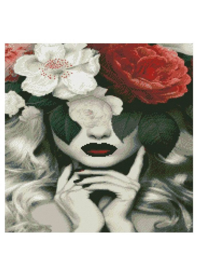 Алмазна мозаїка "Дівчина з квітами" GA0013 50х50 см Strateg (302385701)
